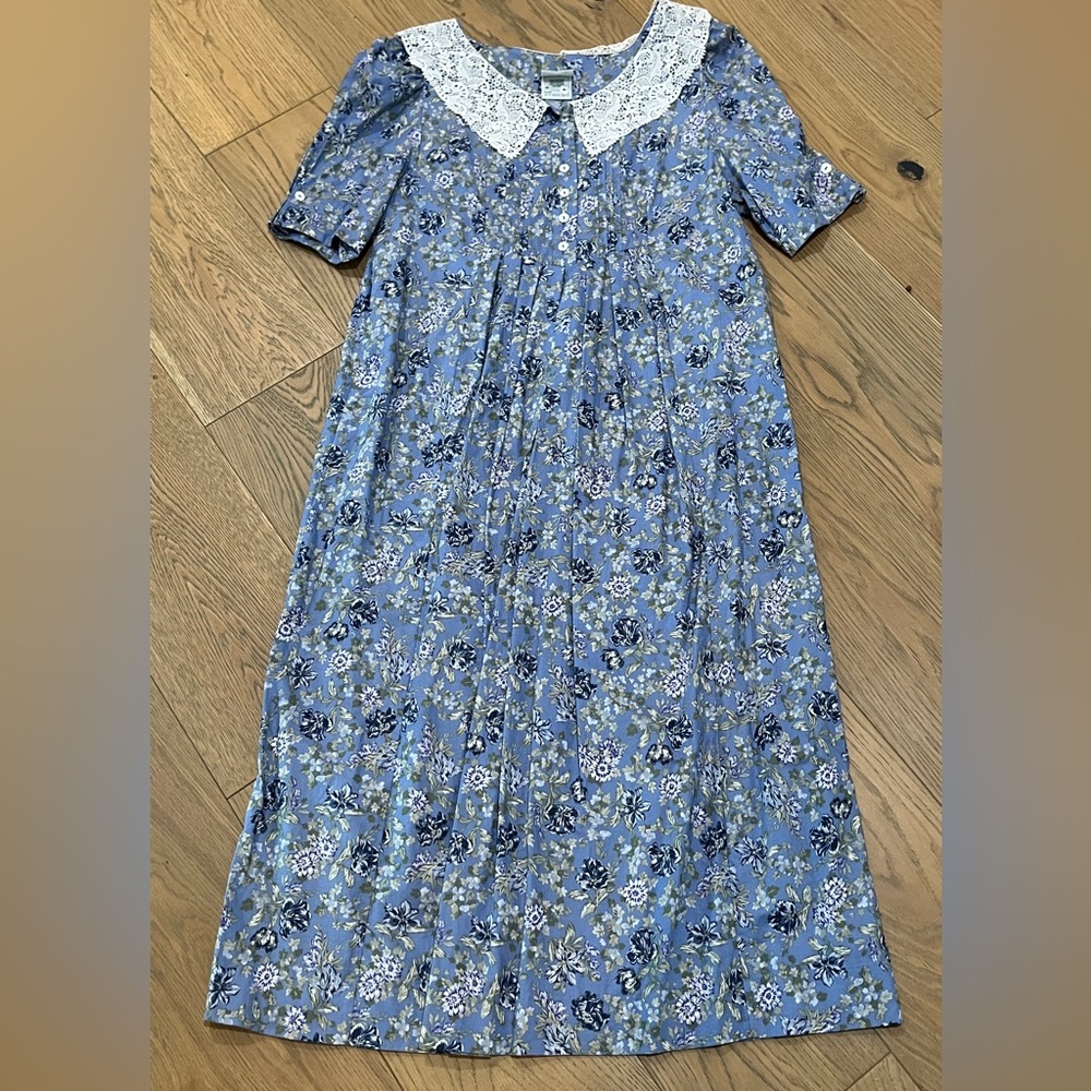 Laura Ashley Blue and White Puff Sleeve Sundress